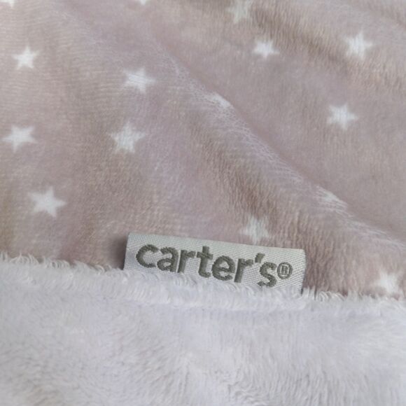 Carters Lamb Plush Lovey Security Blanket-2016-14 x 14"-Gray Stars-Embroidered - Picture 5 of 9